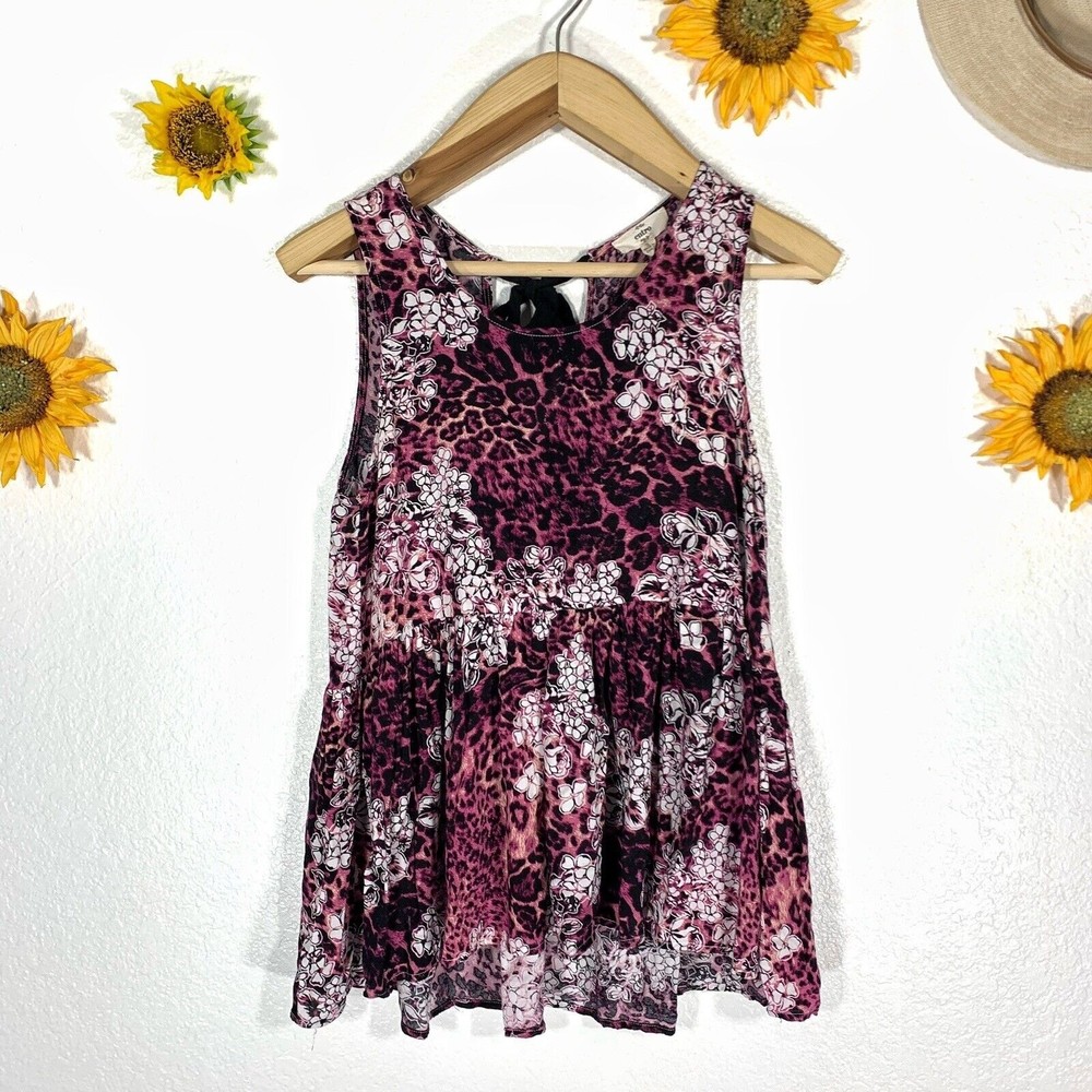 Entro Floral Tropical Animal Print Sleeveless Skirted Blouse Size Small Women’s